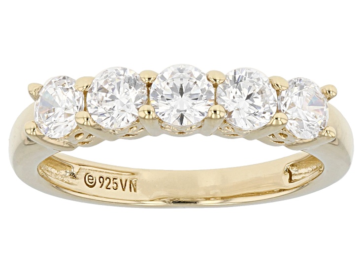 White Cubic Zirconia 18k Yellow Gold Over Sterling Silver