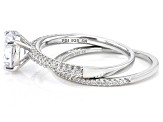 White Cubic Zirconia Rhodium Over Sterling Silver Ring Set 4.27ctw