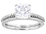 White Cubic Zirconia Rhodium Over Sterling Silver Ring Set 4.81ctw