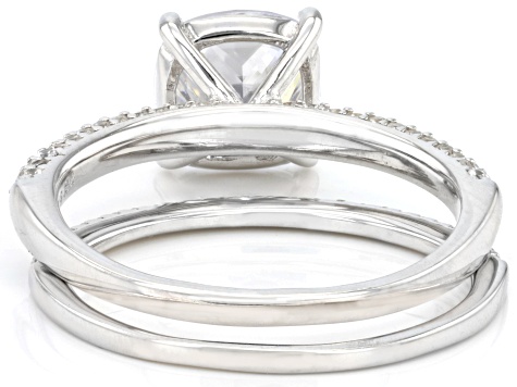 White Cubic Zirconia Rhodium Over Sterling Silver Ring Set 4.81ctw