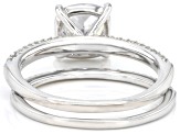 White Cubic Zirconia Rhodium Over Sterling Silver Ring Set 4.81ctw