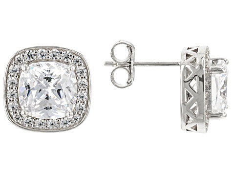 White Cubic Zirconia Platinum Over Sterling Silver Earrings 9.73ctw