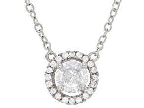 White Cubic Zirconia Platinum Over Sterling Silver Necklace 0.61ctw