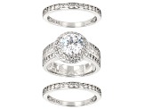 White Cubic Zirconia Rhodium Over Sterling Silver Ring Set 6.24ctw