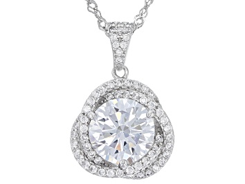 Picture of White Cubic Zirconia Rhodium Over Sterling Silver Pendant With Chain 7.78ctw