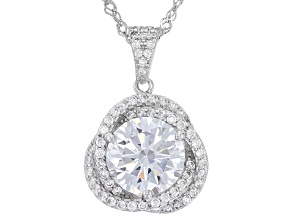 White Cubic Zirconia Rhodium Over Sterling Silver Pendant With Chain 7.78ctw