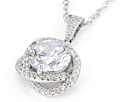 White Cubic Zirconia Rhodium Over Sterling Silver Pendant With Chain 7.78ctw