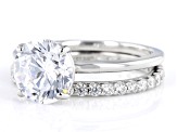 White Cubic Zirconia Platinum Over Sterling Silver Ring Set 6.33ctw