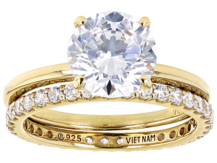 White Cubic Zirconia 18k Yellow Gold Over Sterling Silver White Cubic Zirconia 18k Yellow Gold Over Sterling Silver