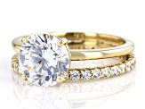 White Cubic Zirconia 18k Yellow Gold Over Sterling Silver Ring Set 6.33ctw