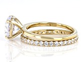 White Cubic Zirconia 18k Yellow Gold Over Sterling Silver Ring Set 6.33ctw