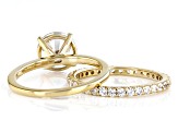 White Cubic Zirconia 18k Yellow Gold Over Sterling Silver Ring Set 6.33ctw
