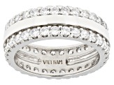 White Cubic Zirconia Platinum Over Sterling Silver Band Ring 0.30ctw