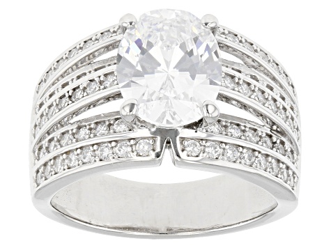 Sterling Silver 10 Row CZ Bridge Style Ring