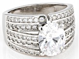 White Cubic Zirconia Platinum Over Sterling Silver Ring 3.70ctw