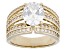 White Cubic Zirconia 18k Yellow Gold Over Sterling Silver Ring 3.70ctw