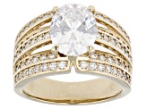 White Cubic Zirconia 18k Yellow Gold Over Sterling Silver Ring 3.70ctw