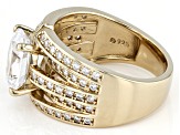 White Cubic Zirconia 18k Yellow Gold Over Sterling Silver Ring 3.70ctw