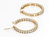 White Cubic Zirconia 18k Yellow Gold Over Sterling Silver Hoops 3.24ctw