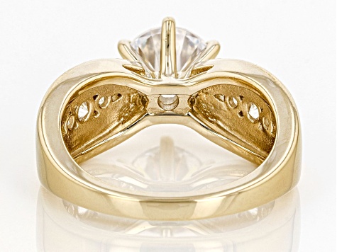 White Cubic Zirconia 18k Yellow Over Sterling Silver Ring