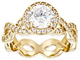 White Cubic Zirconia 18K Yellow Gold Over Sterling Silver Ring 2.10ctw