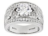 White Cubic Zirconia Platinum Over Sterling Silver Ring 3.11ctw