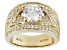 White Cubic Zirconia 18k Yellow Gold Over Sterling Silver Ring 3.11ctw