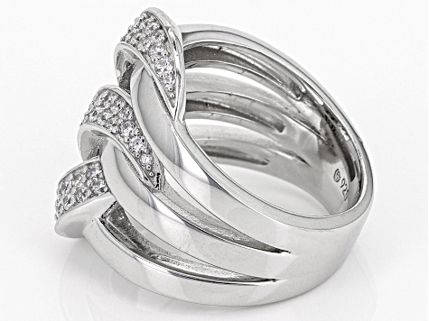 White Cubic Zirconia Platinum Over Sterling Silver Ring 0.72ctw