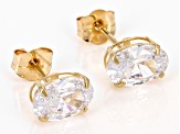 White Cubic Zirconia 14k Yellow Gold Stud Earrings 2.60ctw