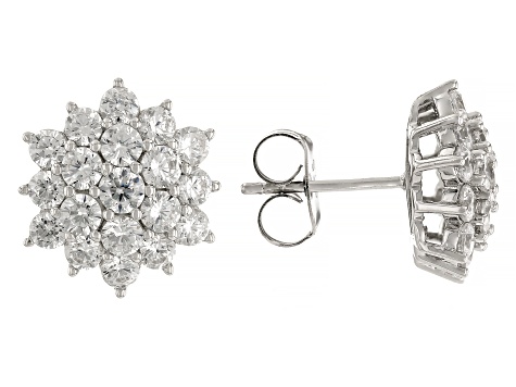 White Cubic Zirconia Rhodium Over Sterling Silver Earrings 4.52ctw