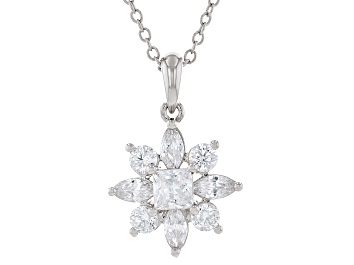 Picture of White Cubic Zirconia Rhodium Over Sterling Silver Pendant With Chain 1.93ctw
