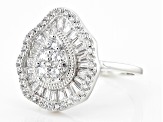 White Cubic Zirconia Rhodium Over Sterling Silver Ring 0.92ctw