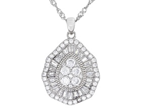 White Cubic Zirconia Rhodium Over Sterling Silver Pendant With Chain 0.95ctw