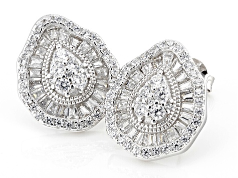 White Cubic Zirconia Rhodium Over Sterling Silver Earrings 1.71ctw