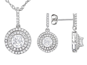 White Cubic Zirconia Rhodium Over Sterling Silver Jewelry Set 2.98ctw