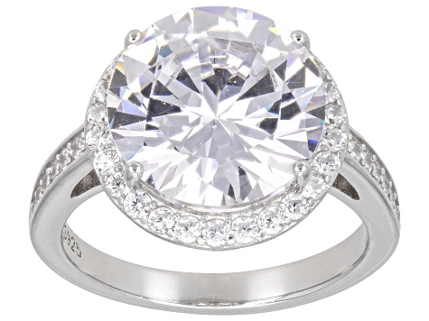 White Cubic Zirconia Platinum Over Sterling Silver Ring 11.02ctw
