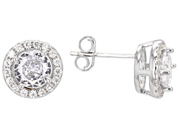 Picture of White Cubic Zirconia Platinum Over Sterling Silver Earrings 1.37ctw