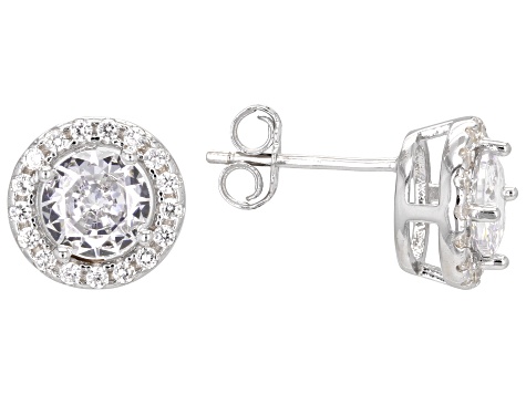 White Cubic Zirconia Platinum Over Sterling Silver Earrings 1.37ctw