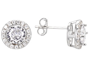 White Cubic Zirconia Platinum Over Sterling Silver Earrings 1.37ctw