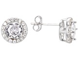 White Cubic Zirconia Platinum Over Sterling Silver Earrings 1.37ctw