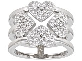 White Cubic Zirconia Platinum Over Sterling Silver Heart Ring 0.94ctw