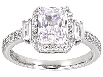 White Cubic Zirconia Rhodium Over Sterling Silver Ring 3.75ctw