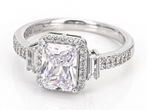 White Cubic Zirconia Rhodium Over Sterling Silver Ring 3.47ctw