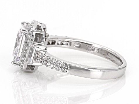 White Cubic Zirconia Rhodium Over Sterling Silver Ring 3.47ctw