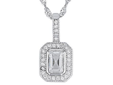 White Cubic Zirconia Platinum Over Sterling Silver Pendant With Chain 0.75ctw