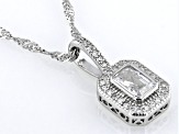 White Cubic Zirconia Platinum Over Sterling Silver Pendant With Chain 0.75ctw