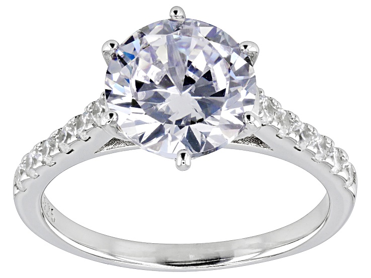 jtwm◆ White Cubic Zirconia Platinum Over Sterling Silver Ring 3.06