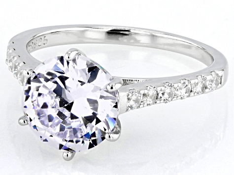 White Cubic Zirconia Platinum Over Sterling Silver Ring 3.06ctw