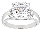 White Cubic Zirconia Rhodium Over Sterling Silver 100 Facet Cut Ring  4.75ctw