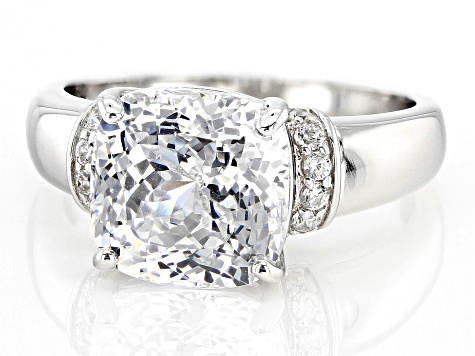 White Cubic Zirconia Rhodium Over Sterling Silver 100 Facet